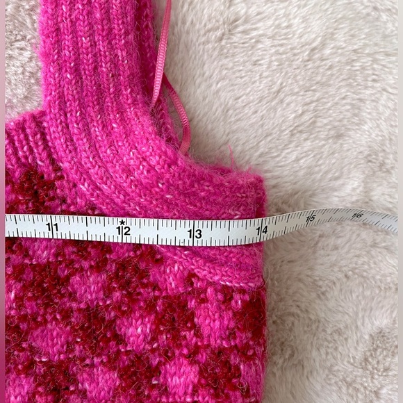 NWT Zara Pink Check Knit Wool Blend Crop Top Size S - Picture 9 of 12